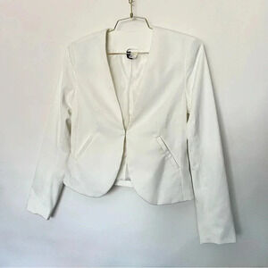 Divided By H&M Blazer Jacket Size 6 Off White Lined Hook & Eye Closure